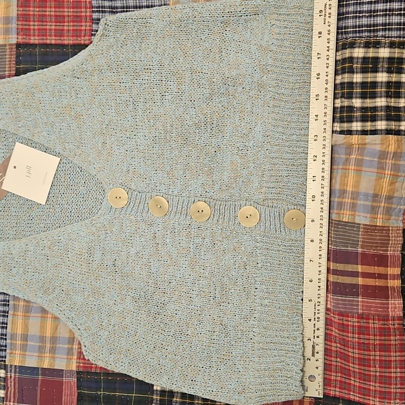 J.Jill Women's Blue Knit Linen Cotton Button-Up Sweater Vest Womens XL - Picture 6 of 8